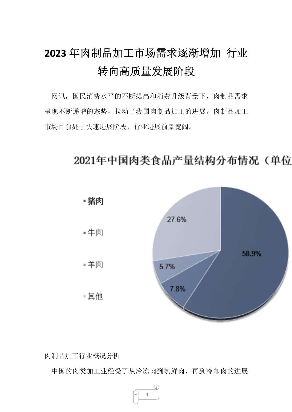 2023年肉制品加工行業 需求攀升驅動高質量發展新階段